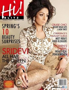 Sridevi On The Cover Page Of Hi Blitz Magazine March 2014 Issue